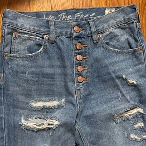 we the free free people distressed blue denim jeans size 25 regular high rise